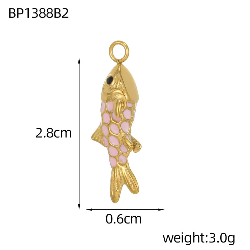 GD&GUANGDU Halskette, Edelstahl, Gold, Karpfen Fisch Anhänger, Damen - Bild 2