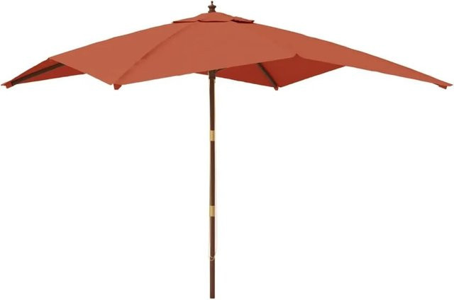 vidaXL Sonnenschirm mit Holzmast aus Bambus und Hartholz in Terrakotta, B/T/H: 300 x 300 x 273 cm - Bild 1