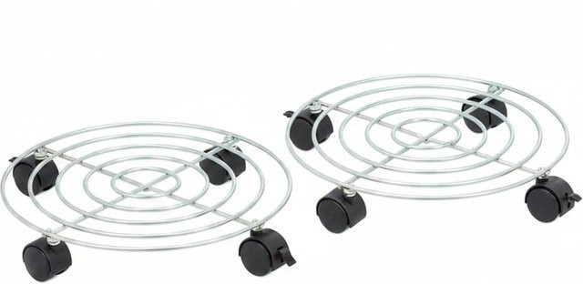 Relaxdays Pflanzenroller 2er Set aus Stahl in Silber mit Feststellbremsen - Bild 1
