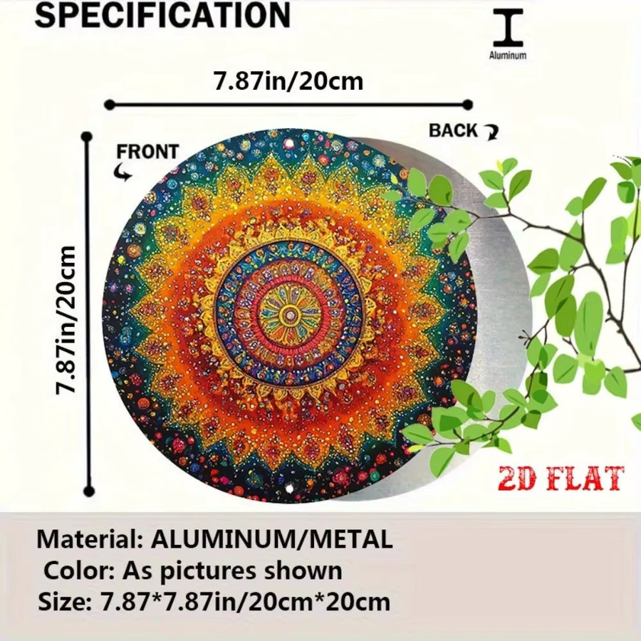 CIFBUY Jiasai Vintage Mandala Metall-Wandkunst, runde geometrische Dekoration in Multicolour für Innen und Außen - Bild 2
