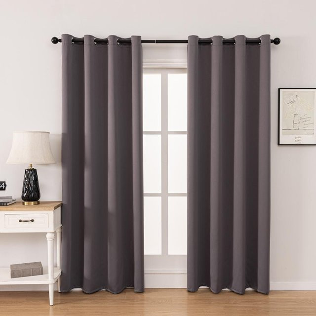 Yiran Furniture Verdunkelungsvorhang mit Ösen, moderner einfarbiger Stoff für Schlafzimmer und Wohnzimmer, grau, Breite: 106 cm, Höhe: 160 cm - Bild 1