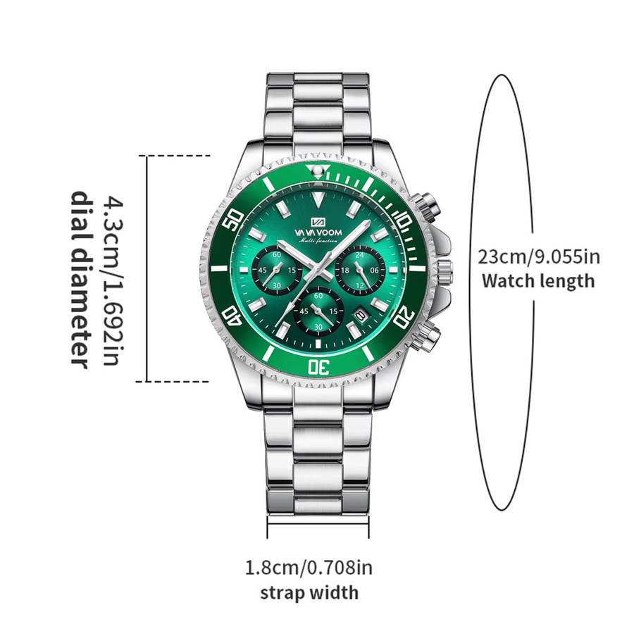 VA VA VOOM Armbanduhr, Quarz, Edelstahl, Grün, Herren - Bild 2