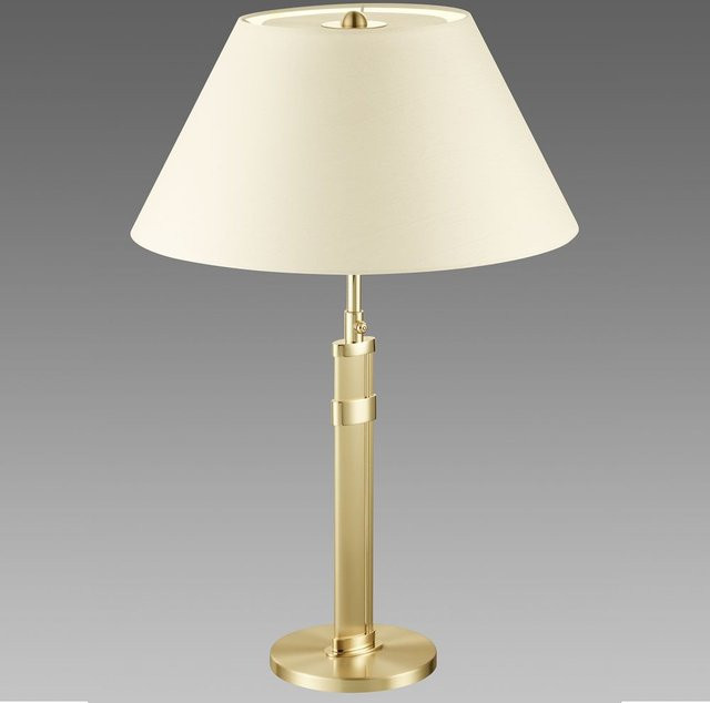 B+M Leuchten Seda Hockerleuchte in Gold/Messing mit Stoffschirm, dimmbar und mit Touch-Funktion - Bild 1