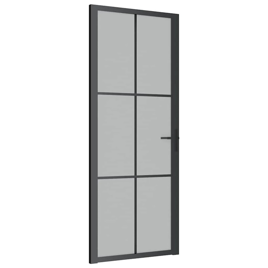 vidaXL Innentür modern in Schwarz mit Mattglas und Aluminium, B/H: 83 x 201,5 cm - Bild 2