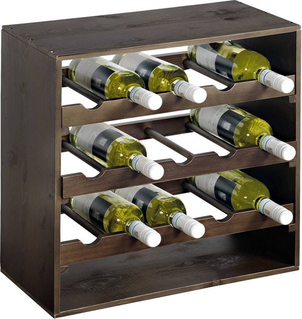 Kesper Weinregal aus Kiefernholz stapelbar in Natur Braun und Beige B/H/T: 50 x 50 x 25 cm - Bild 1