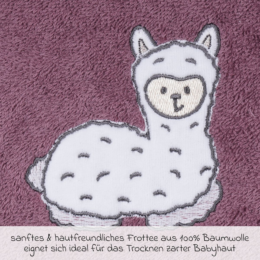 Wörner Kapuzenbadetuch mit Lama-Stickerei in Mauve, Breite: 80 cm, Höhe: 80 cm - Bild 2