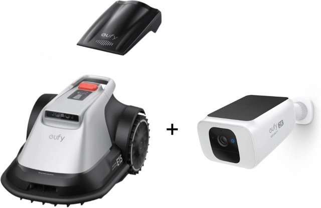 eufy Mähroboter E15 Set für Rasenflächen bis 800 m² inklusive Garage und Solocam Solar 2K S40 - Bild 2