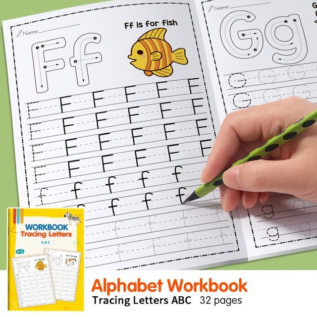 Kinder-Lernheft zum Buchstabenschreiben mit A-Z-Übungen und niedlicher Katze, buntes Alphabet-Übungsbuch für Kleinkinder und Vorschulkinder - Bild 1