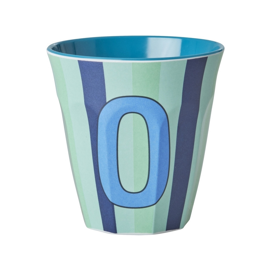 Rice Melamin Becher Buchstabe O mit Streifen in Blau, 250 ml - Bild 1