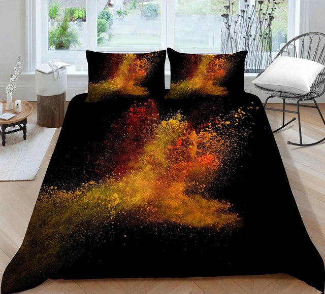 JMG Household Supplies Bettwäsche-Set mit abstraktem Aquarell-Design in Schwarz und Multicolour, Material Mikrofaser, B/H: 135 x 200 cm - Bild 1