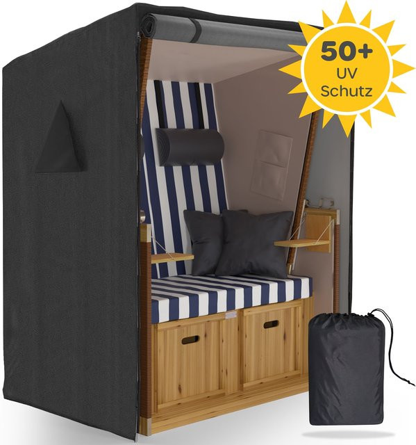 SANZARO Strandkorb Abdeckung aus 600D Oxford Polyester, winterfest, Anthrazit, B/T/H: 135 x 100 x 165 cm - Bild 1