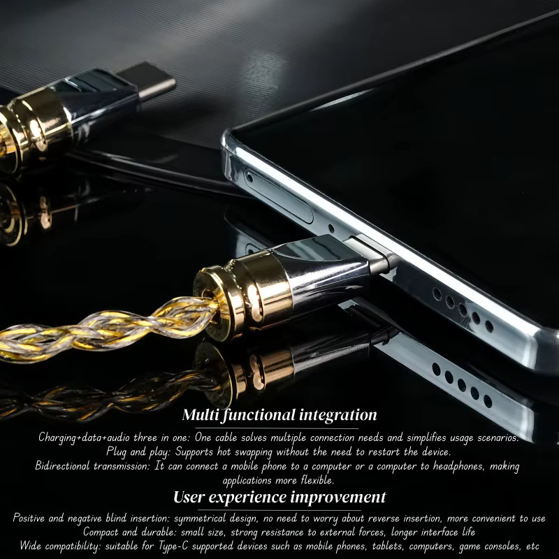 ZiSin Mini-Adapter Typ C auf Typ-C und 3,5 mm Klinke in Silber - Bild 1