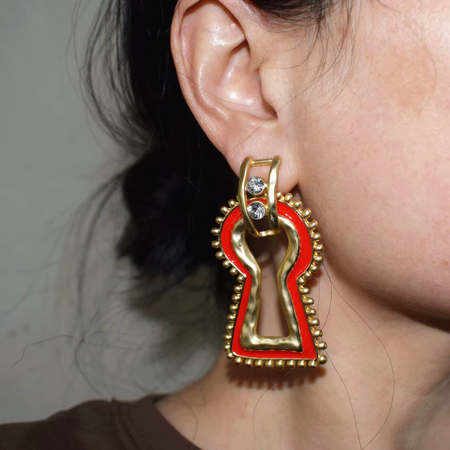 Nunqiao Ohrringe, Metall, Rot, Emaille, Fee, Damen - Bild 2