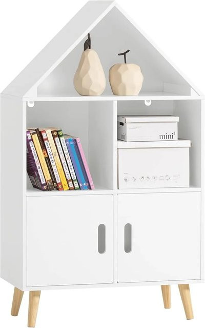 SoBuy Kinderregal mit Haus-Design in Weiß KMB58-W, Bücherregal für Kinder aus MDF und Kiefer, B/T/H: 60 x 30 x 103 cm - Bild 1