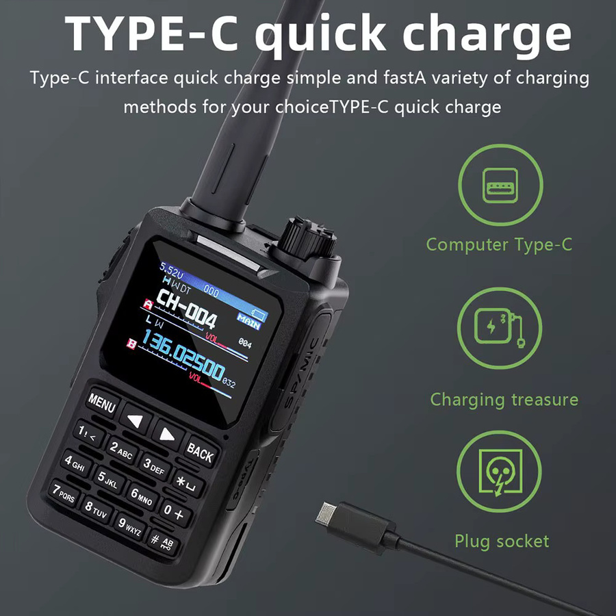 HamGeek FT-70 8W Vollband VHF UHF Funkgerät mit 1,77-Zoll-Display in Schwarz, IP54 wasserdicht - Bild 2