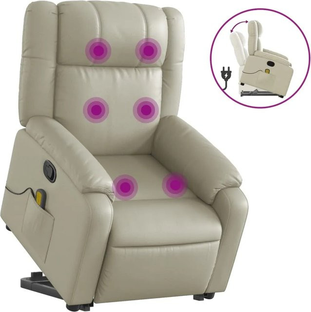 vidaXL Massagesessel Modell 7 mit Aufstehhilfe in Creme aus Kunstleder - Bild 1