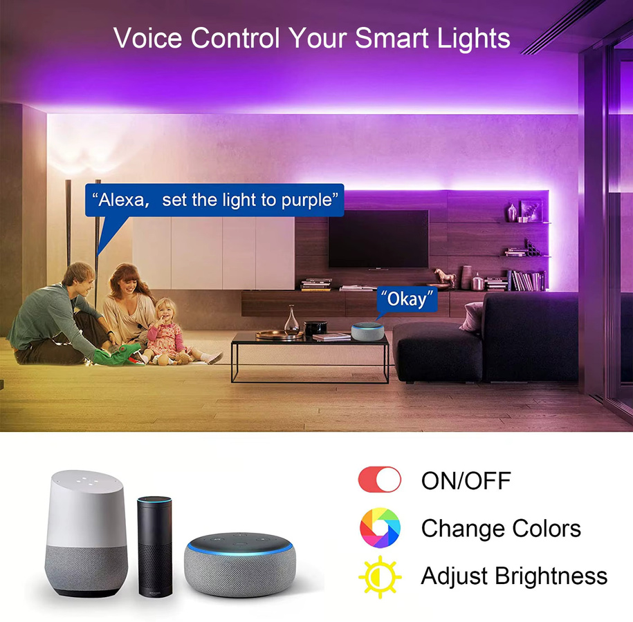 RGB LED Lichtstreifen mit Bluetooth und WiFi zur App-Steuerung und Fernbedienung, 5050 SMD LED Band für TV Hintergrundbeleuchtung und Schlafzimmer, USB 5V, Mehrfarbig - Bild 2