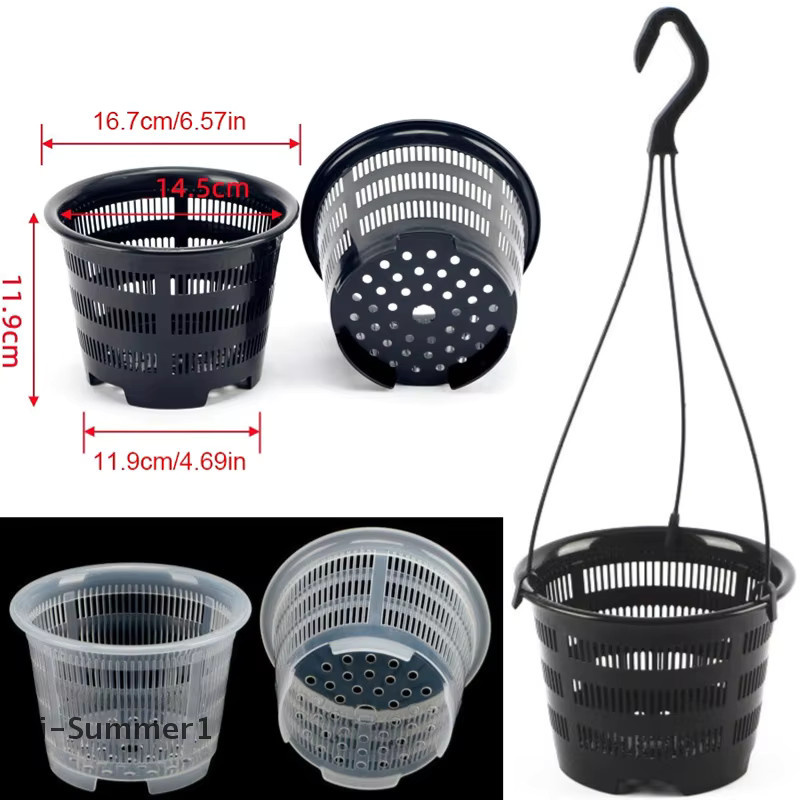Atmungsaktiver Orchideen-Mesh-Topf aus Kunststoff mit Hängeloch, Weiß oder Schwarz, B: 16,7 cm, T: 11,9 cm - Bild 2