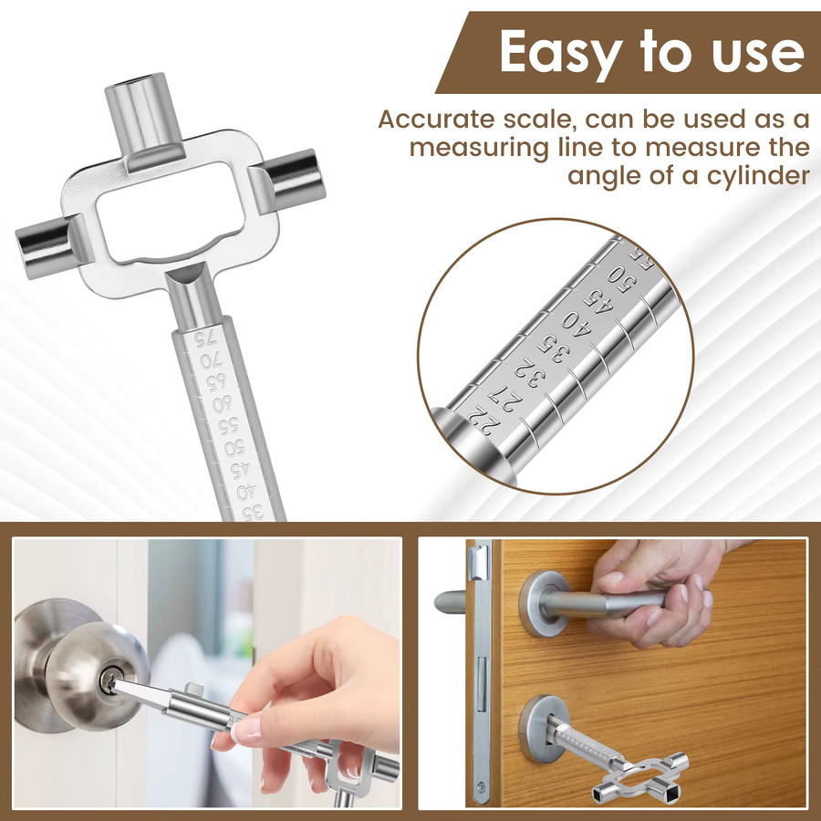 Hands DIY 2-teiliges Schlosserwerkzeug Set in Silber als Mehrzweck-Schließzylinder-Messgerät und Zylinderentferner - Bild 2