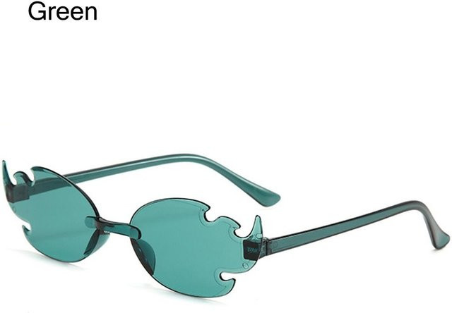 Binchi Sonnenbrille randlos, flammenförmig, blue, green, Unisex, Kunststoff - Bild 1