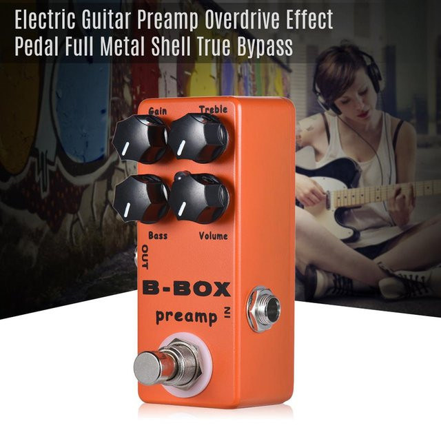 MOSKY B Box E-Gitarre Vorverstärker Overdrive Effektpedal mit True Bypass und Vollmetallgehäuse in Grau - Bild 1