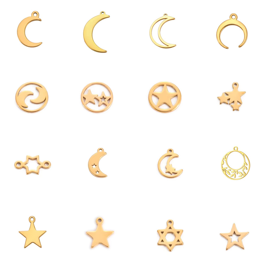 LIKGREAT Anhänger, Mond Pentagramm Stern, Edelstahl, Unisex - Bild 2