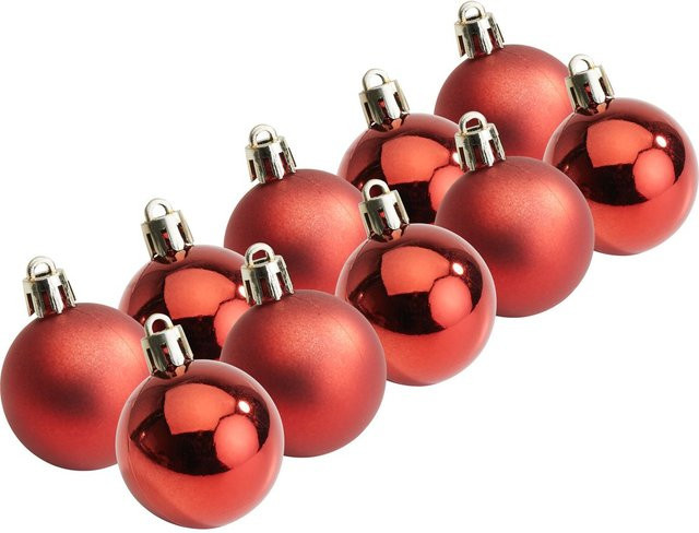 Othmar Decorations Weihnachtskugeln aus Kunststoff in Rot, 10 Stück, Durchmesser: 4,4 cm - Bild 1