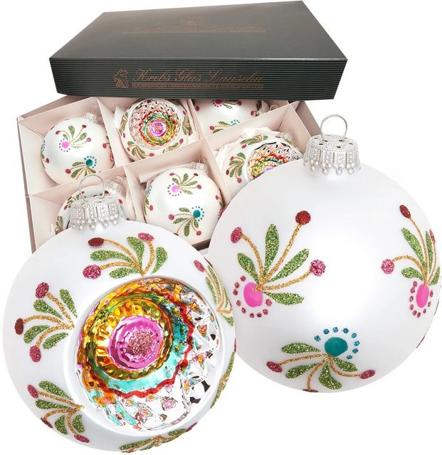 Krebs Glas Lauscha Weihnachtskugeln Amy Reflex- und Kugelset Silberfarbig Durchmesser: 8 cm - Bild 1