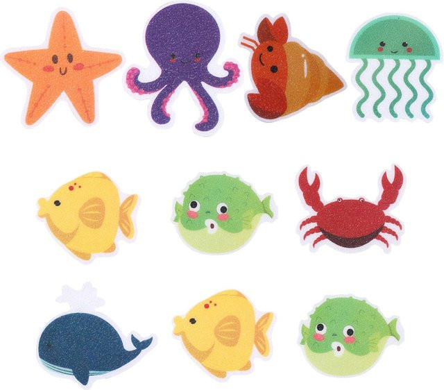 20 Stück Rutschfeste Dusch-Sicherheitsstreifen von Binchi Outdoor Product mit Cartoon Meeres-Motiven in Mehrfarbig für Bad und Wanne - Bild 1