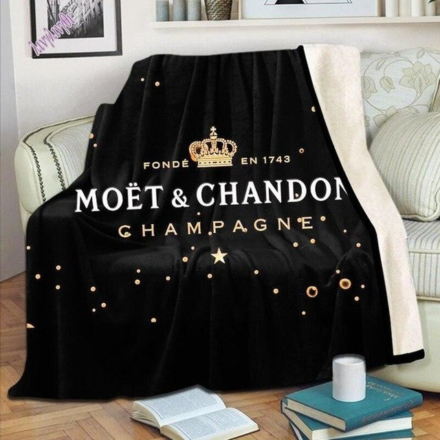 YunhengTechnology Flanelldecke Champagner Moet & Chandon in Weiß, weich und flauschig, B/H: 75 x 90 cm - Bild 1