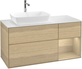 V&B Waschtischunterschrank Finion mit Wandbeleuchtung, Farbe: Weiß und Eiche, Breite: 120 cm, Tiefe: 50,1 cm, Höhe: 50,1 cm - Bild 1