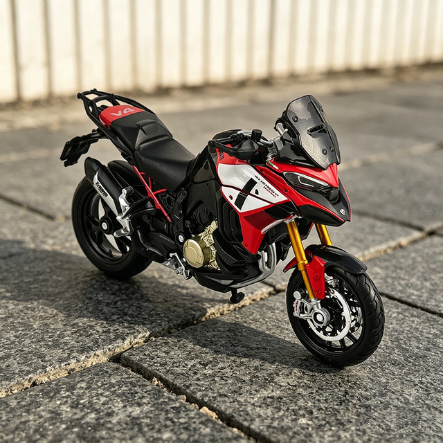 Bburago Ducati Multistrada V4, Motorradmodell, 1:18, Metall, Rot - Bild 1