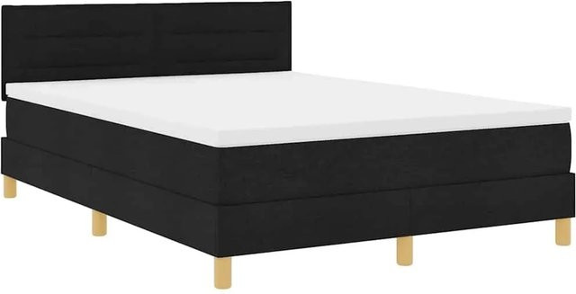 vidaXL LED Boxspringbett mit Matratze Schwarz, Hybrid-Matratze mit USB-Ladeport und Unterbettbeleuchtung, B/T/H: 160 x 200 x 280 cm - Bild 1