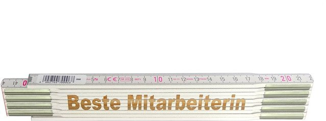 Stabila Zollstock aus Holz mit Lasergravur Beste Mitarbeiterin, weiß, Länge: 2 m - Bild 1