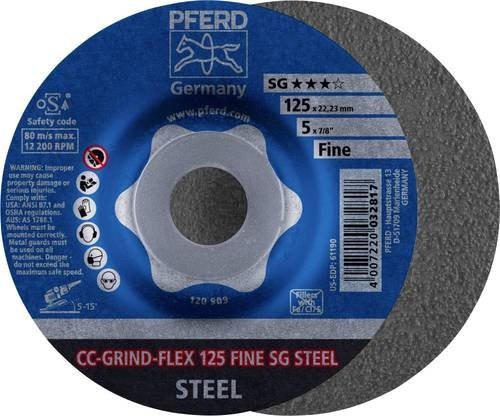 PFERD CC-GRIND FLEX Schleifscheibe SG STEEL für Stahl, Blau, Durchmesser: 125 mm, Breite: 12,5 mm, 10 Stück - Bild 1