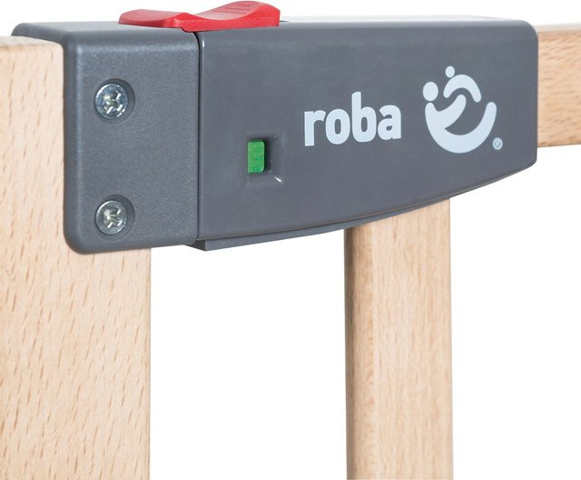 Roba Türschutzgitter Safety Up aus Holz in Braun, erweiterbar als Schwingtür für Türen und Treppen, B/H: 75,7 x 118,5 cm - Bild 1