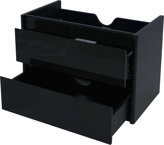 Waschbeckenunterschrank MCW-B19 Badezimmer Waschtischunterschrank Hochglanz Schwarz B: 50 cm, H: 48 cm, T: 47 cm - Bild 1