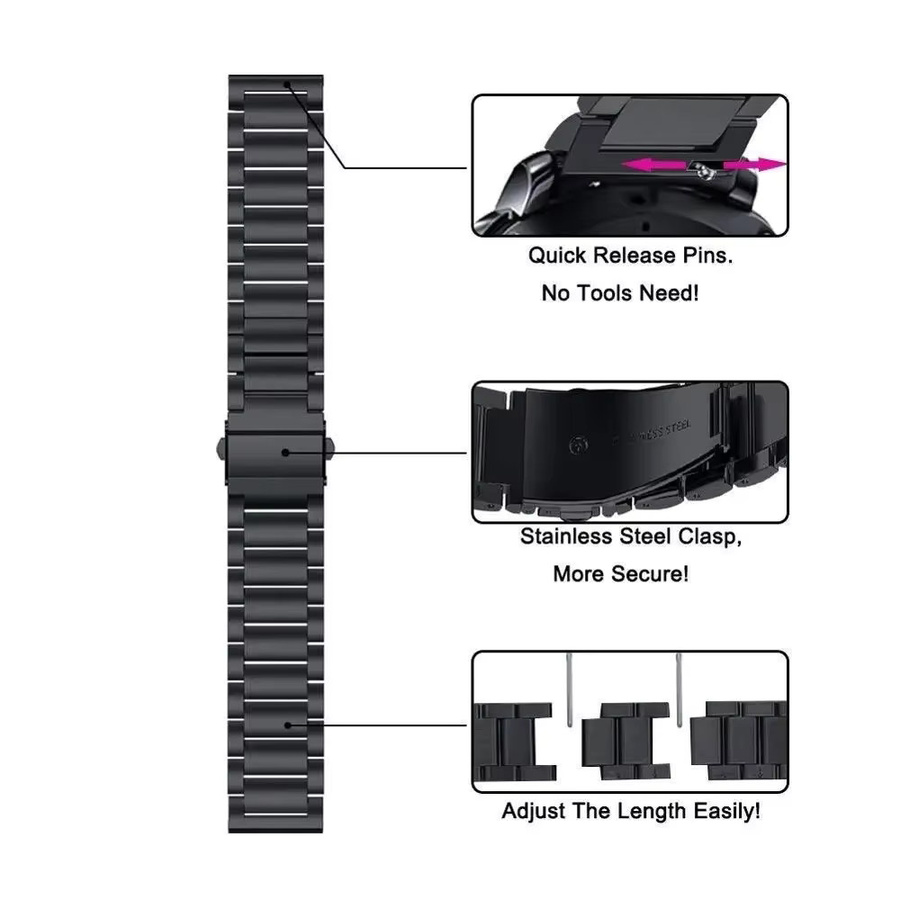 Uhrenarmband Edelstahl, Faltschließe, 22mm 20mm, Unisex - Bild 3