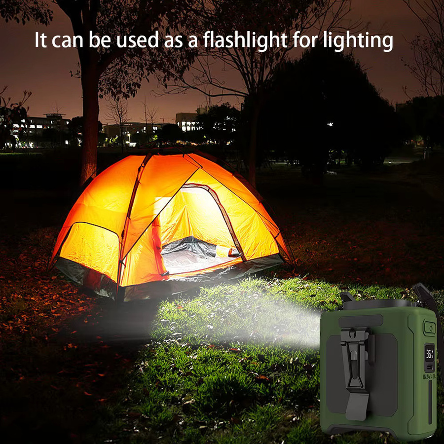 QIUCI Tragbarer Taillenventilator mit 14500 mAh Akku und Powerbank Funktion, Orange, inkl. Taschenlampe und Turbomotor - Bild 2
