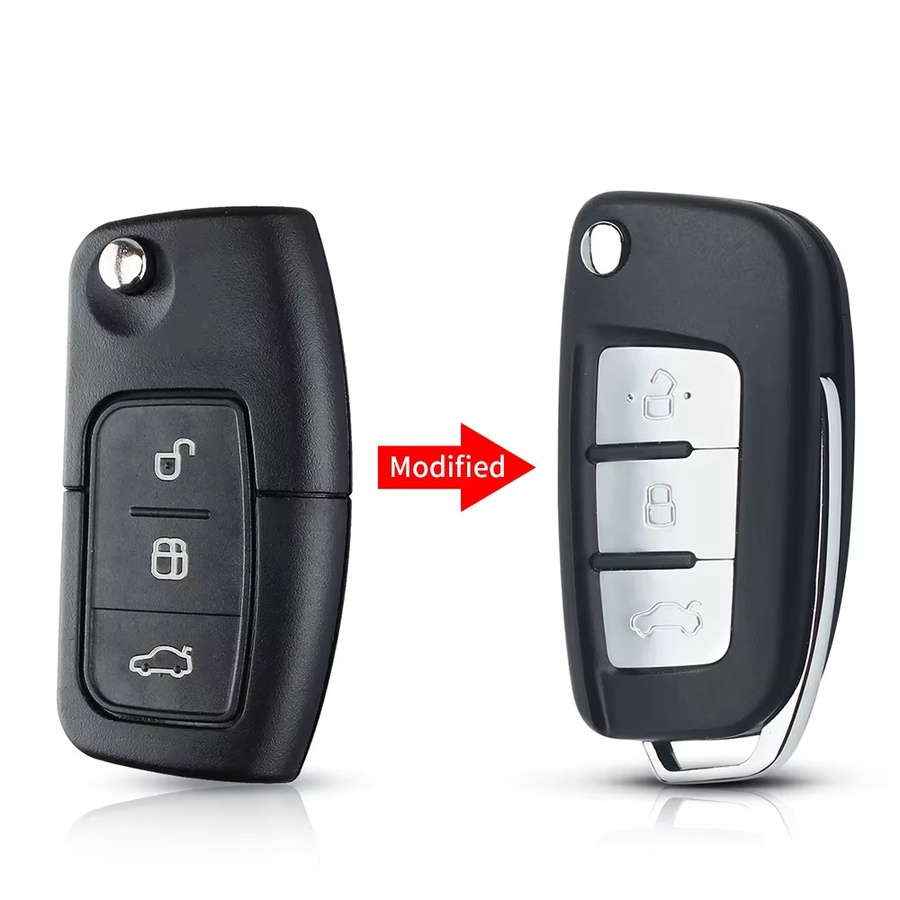 KEYYOU Modifizierte Flip Klapp Fernbedienung Auto Schlüssel Shell für Ford Focus 2 3 Mondeo Fiesta Galaxy C-MAX in Schwarz - Bild 2