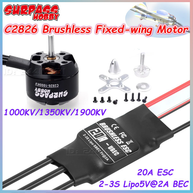Surpass Hobby 2826 Bürstenloser Motor, 1000KV 1350KV 1900KV 20A ESC, für RC Flugzeuge FPV Drohnen Helikopter Quadcopter - Bild 1