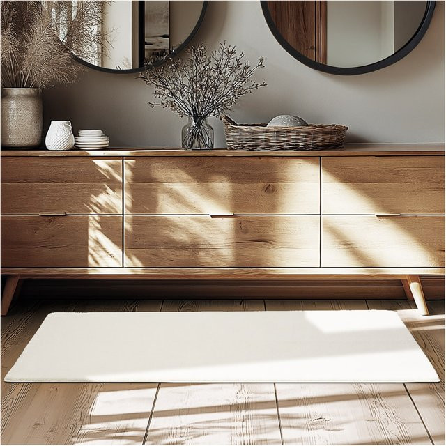 tectake Kurzflorteppich Soft Zone Creme, B/T/H: 80 x 150 x 1,50 cm, allergikerfreundlich und rutschfest - Bild 1