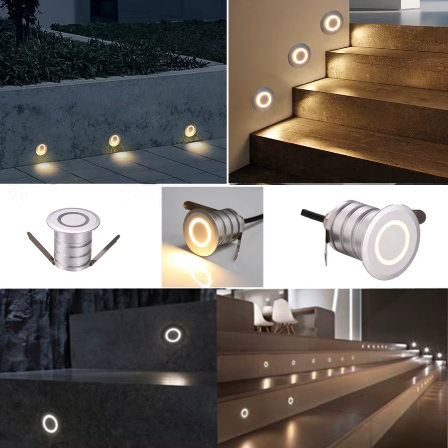 YELEDWAY LED Outdoor Garten Lampe IP67 Wasserdicht, Silber, Runde Schrittleuchte für Treppen, Terrasse und Wandbeleuchtung, 12V - Bild 5