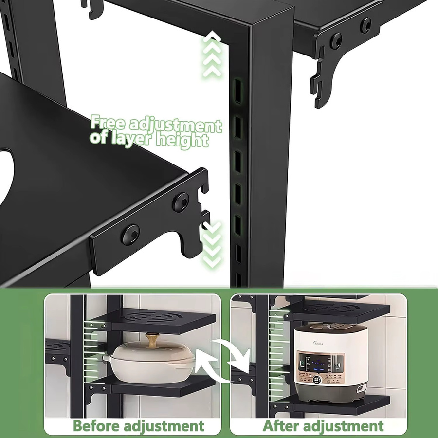 HGTUGO 7-stufiger Topforganizer aus Metall in Schwarz als Mehrzweck-Küchenregal für Töpfe, Pfannen und Deckel - Bild 2