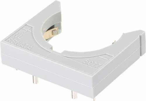 Renata Knopfzellenhalter 701112 für 1x CR2450N und CR2477N, Farbe Weiß, Horizontal, Durchsteckmontage THT, L x B x H: 30 x 29,5 x 8,4 mm - Bild 1