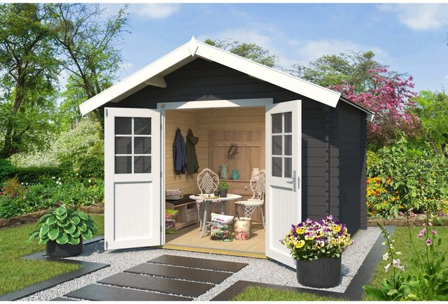 Weka Holz-Gartenhaus 209 mit Satteldach in Graphitgrau - Bild 1