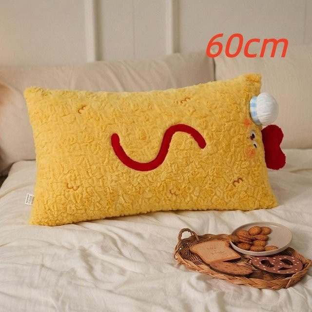 Set aus 2 Plüschkissen in Baguette- und Garnelen-Design, gelbe Deko-Kissen mit abnehmbarem Bezug für Sofa und Schlafzimmer - Bild 1