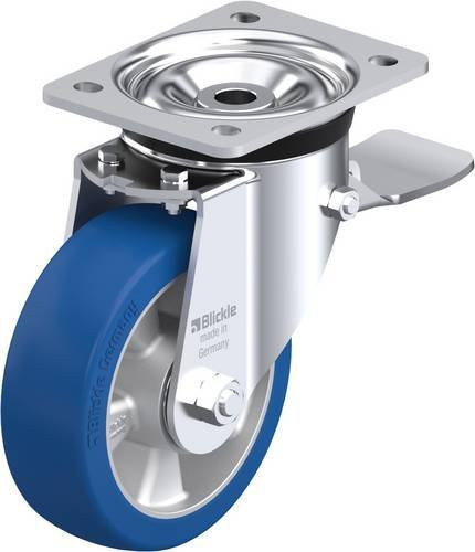 Blickle Lenkrolle LK-ALBS 150K-ST mit Feststeller in Silber, Rad-Durchmesser: 15 cm, Tragfähigkeit: 500 kg - Bild 1