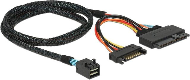 OULLX Mini SAS HD SFF-8643 zu SAS 8639 SATA 15p Konvertierungskabel Y-Form in Schwarz, Länge: 50 cm - Bild 1