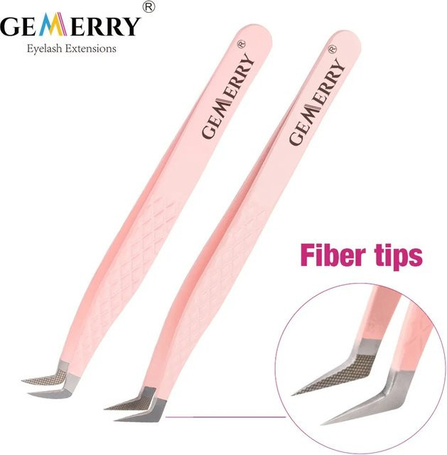 GEMERRY Pinzette aus Edelstahl mit Faserspitze, rosa - Bild 1